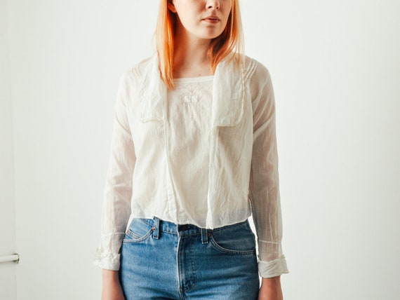 Antique White Cotton & Lace Top