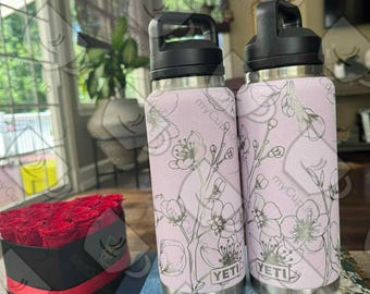 Cherry Blossom YETI Tumbler – Sakura Branch Engraved Design