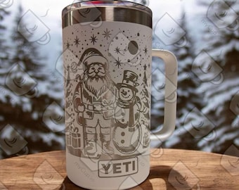 24oz Santa & Snowman Engraved Yeti Rambler Mug