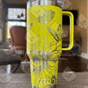 42oz Sunflowers and Butterflies Engraved Yeti Mug