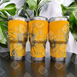 30oz Sunflowers Engraved Yeti Tumbler