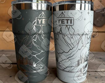 20oz Mountains Trees and Stars Stackable Engraved Yeti Tumbler