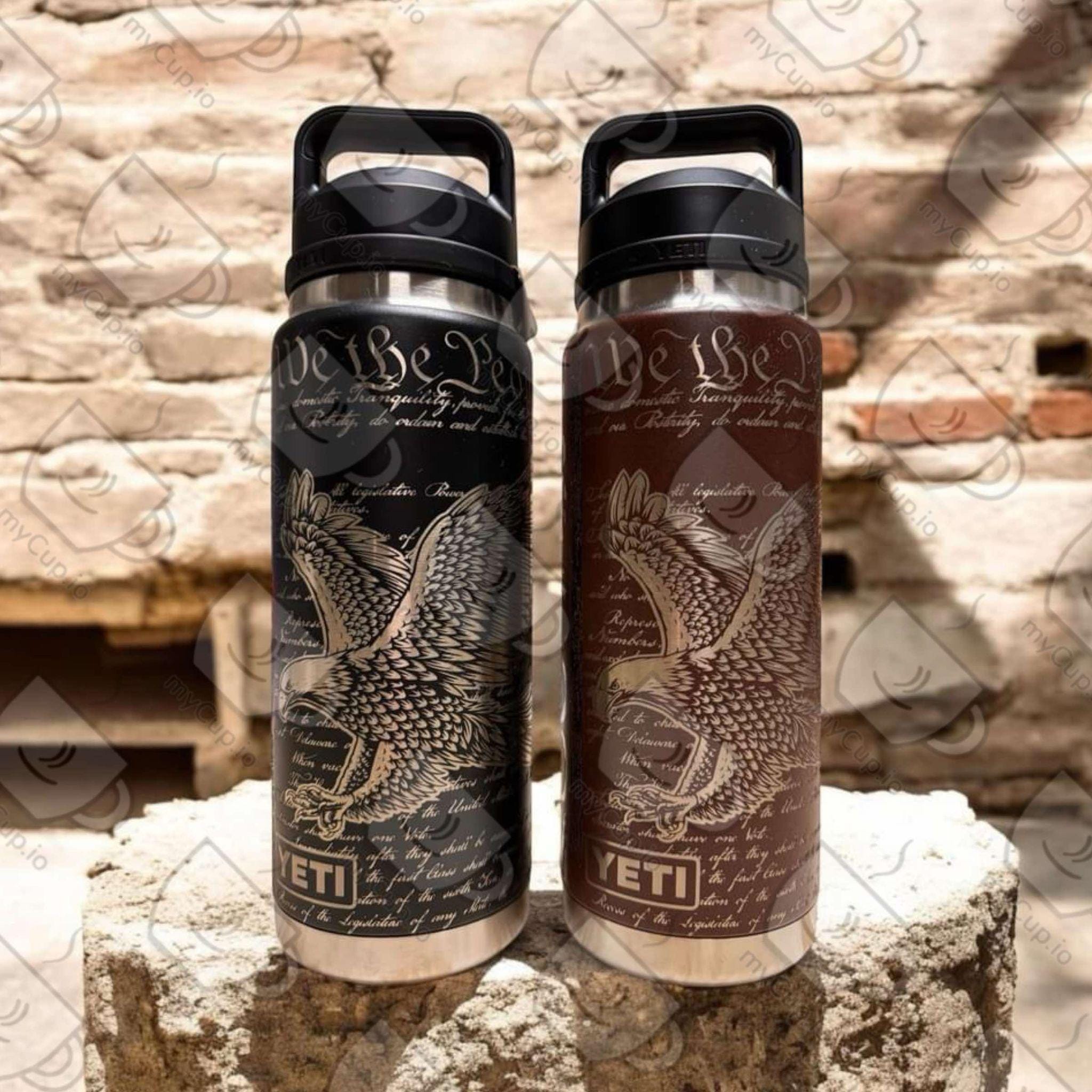 26oz We The People Eagle Engraved Yeti Chug Cap Bottle