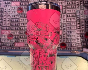30oz Wildflowers And Hummingbirds Engraved Yeti Tumbler