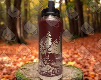36oz Deer Forest River Engraved Yeti Tumbler
