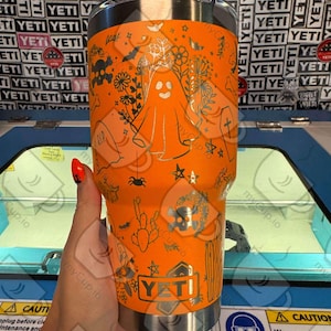 30oz Cute Halloween Ghosts and Cacti Engraved Yeti Tumbler