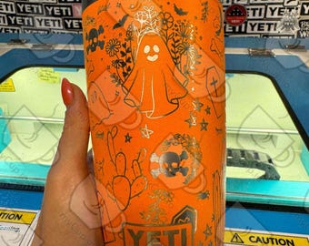 20oz Cute Halloween Ghosts and Cacti Engraved Yeti Tumbler