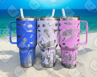 42 Unzen Under the Sea Straw Cap Yeti-Tasse mit Gravur