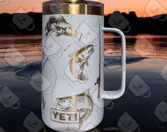 24 Unzen Salzwasserfisch-Becher graviert Yeti Rambler