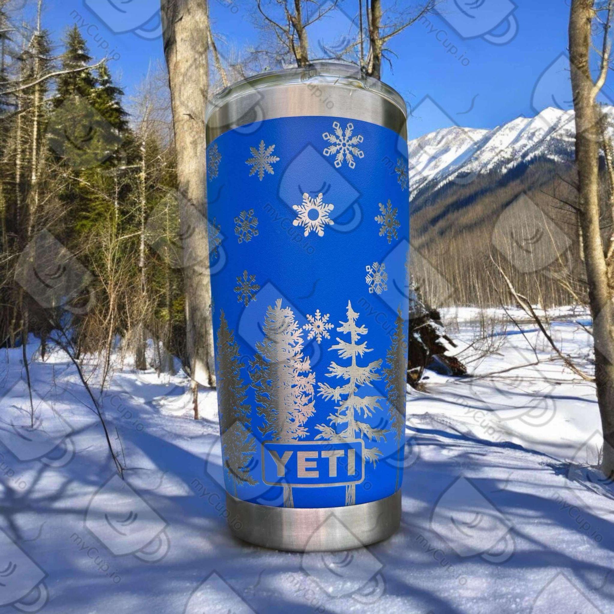 20oz Snowflakes and Trees Engraved Yeti Tumbler