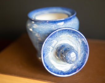 Small Denim Blue Porcelain Lidded Jar