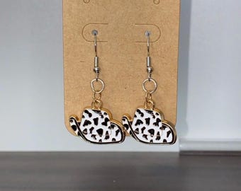 Cowprint Cowboy Hat Earrings
