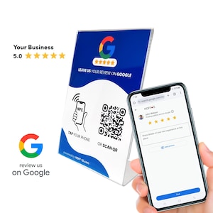 Google Review Sign | NFC & QR Code custom acrylic stand