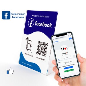 Facebook Follow Us Sign | NFC & QR Code custom acrylic stand