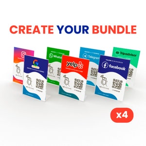 Bundle of 4 Business Signs | NFC & QR Code custom acrylic stands
