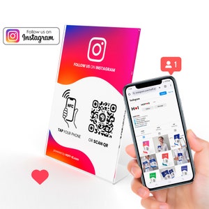 Follow us on Instagram Sign | NFC & QR Code custom acrylic stand