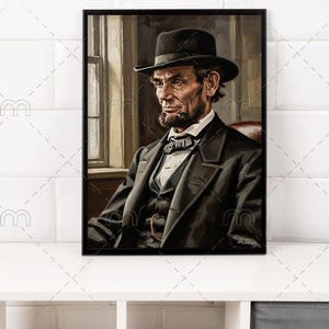 Abraham Lincoln Digital Painting | American President Portrait Fan Art | Instant Download Wall Art