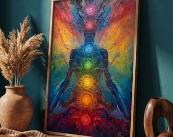 Chakra Energiekunst | Spirituelles Erwachen Wandkunst | Buntes Meditation Poster | Kundalini Healing Dekor |