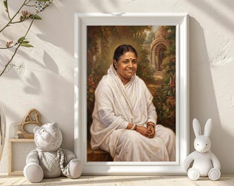 Mata Amritanandamayi Portrait | Amma Spiritual Art Print(Digital Download)