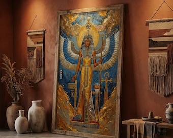 Arte della dea egizia alata - Dipinto di divinità sacra (download digitale)
