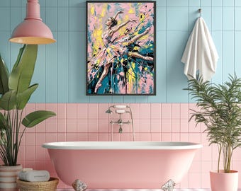 Abstract Ballerina Wall Art, Impasto Ballet Dancer Painting (Digital Download)