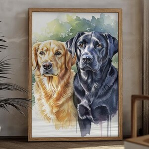 Two Dogs Watercolor Painting | Dog Wall Art | Whimsical Pet Print | Digital Download