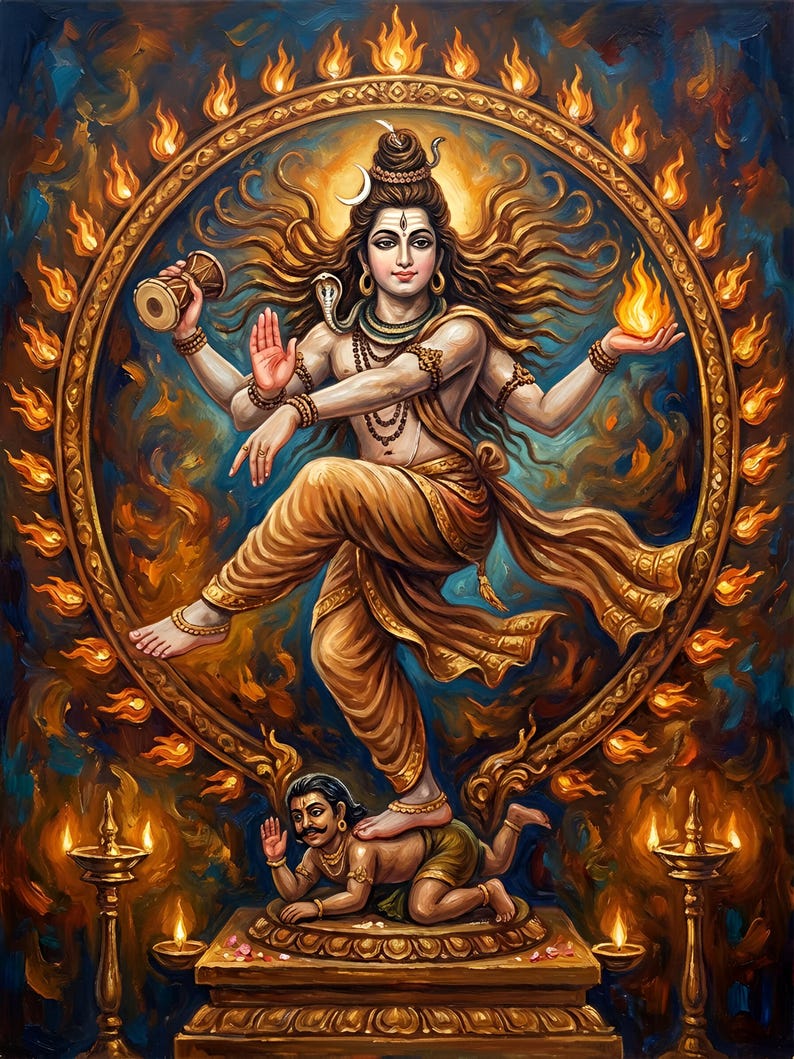Lord Shiva Nataraja Wall Art – Cosmic Dance of Creation & Destruction ...