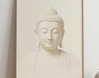 Arte mural minimalista de Buda, impresión zen neutra (descarga digital)