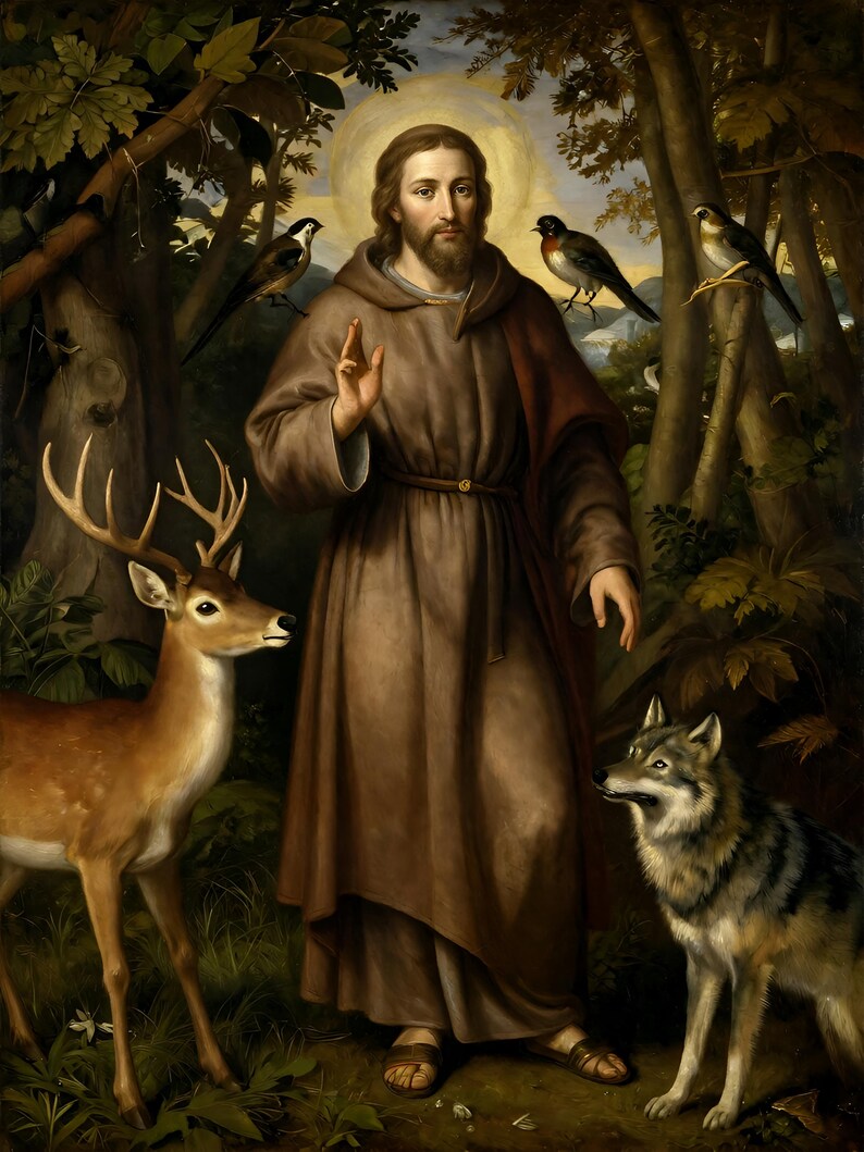 Patron Image Rennaisance Saint Francis Renaissance Oil Painting, Patron Saint Animals Wall Art ...