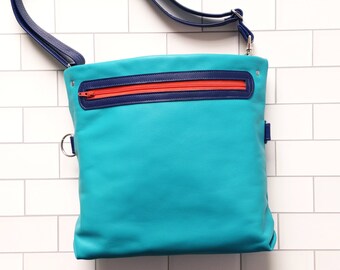 Crossbody Leather Purse for Women, Shoulder Bag and Convertible Clutch - The Abby Satchel in Teal