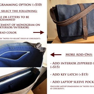 Messenger Bag Men, Waxed Canvas Bag, Field Bag, Laptop Crossbody Shoulder Satchel, Gift for Him The Sloane Messenger in Navy Blue image 5