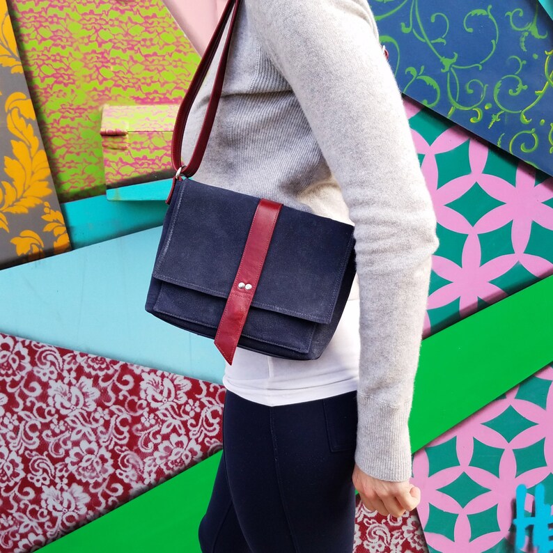 Crossbody Everyday Purse Waxed Canvas Leather Bag Womens Etsy