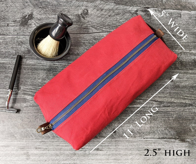 Waxed Canvas Dopp Kit, Shave Bag, Toiletry Travel Bag The Otto Toiletry Bag in Chili Red image 3