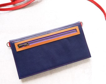 Small leather crossbody bag with phone pocket - the Vera Bag in Royal Blue