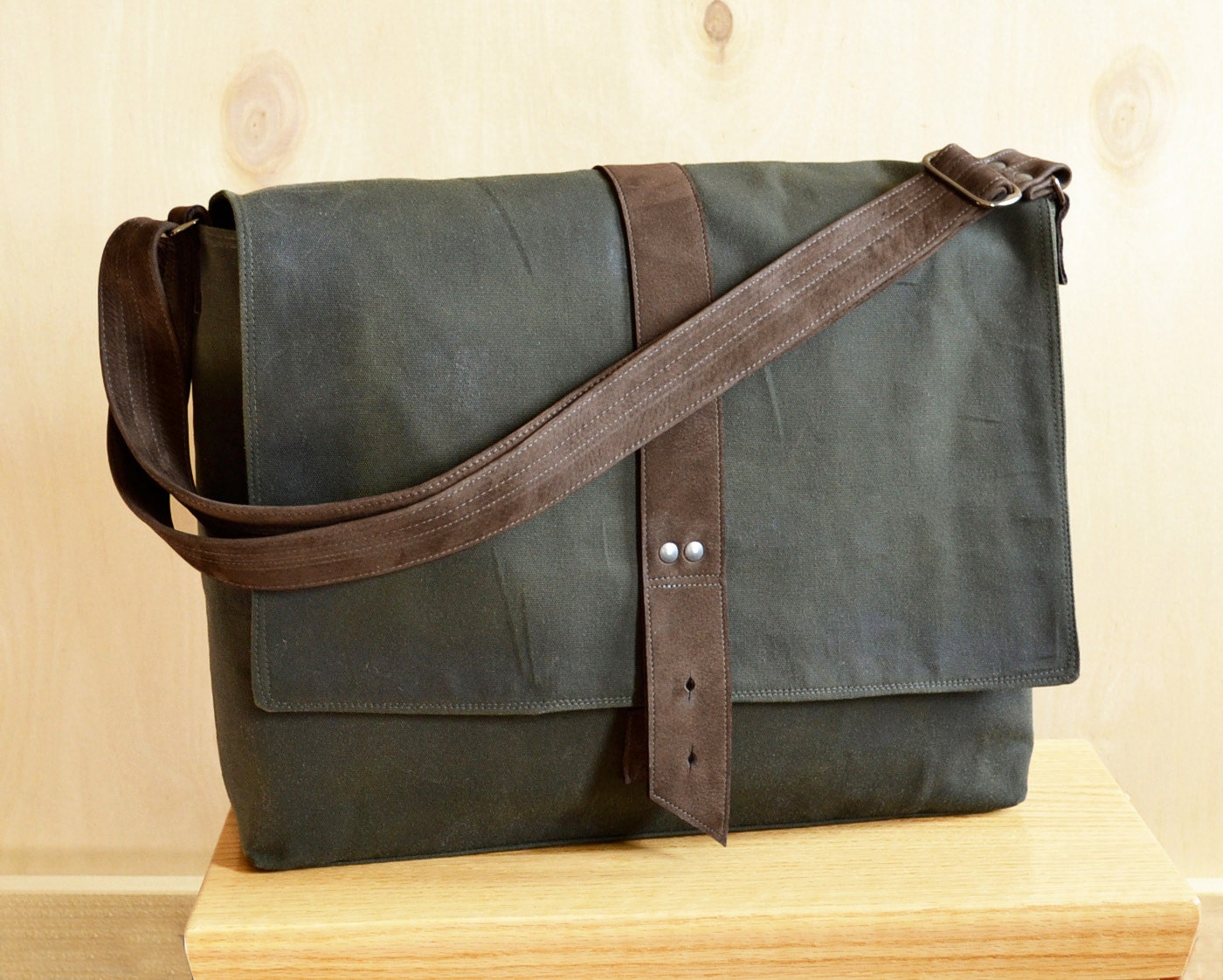 Messenger Bag for Men Waxed Canvas Bag Minimalist Laptop - Etsy