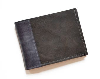 Minimalistisches Braunes Leder Portemonnaie für Männer, Herren Portemonnaie, Mann Geschenk, moderne maskuline elegante Bifold - The Frankie Wallet in Braun und Schiefer