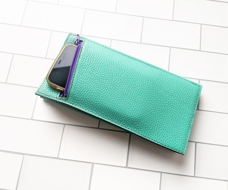 Leather Clutch Wallet With Phone Pocket Passport Holder Etsy