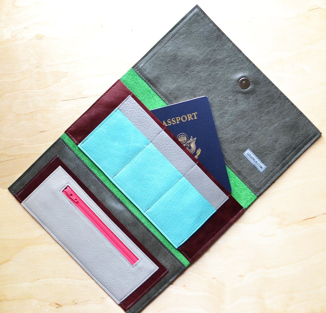 Leather Clutch Wallet With Phone Pocket Slim Travel Organizer Etsy