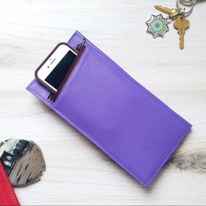 Purple leather wallet for women, elegant travel wallet that fits phone, cards, cash, passport and more The Stella Wallet Clutch in Violet image 2