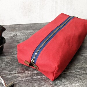 Waxed Canvas Dopp Kit, Shave Bag, Toiletry Travel Bag The Otto Toiletry Bag in Chili Red image 1