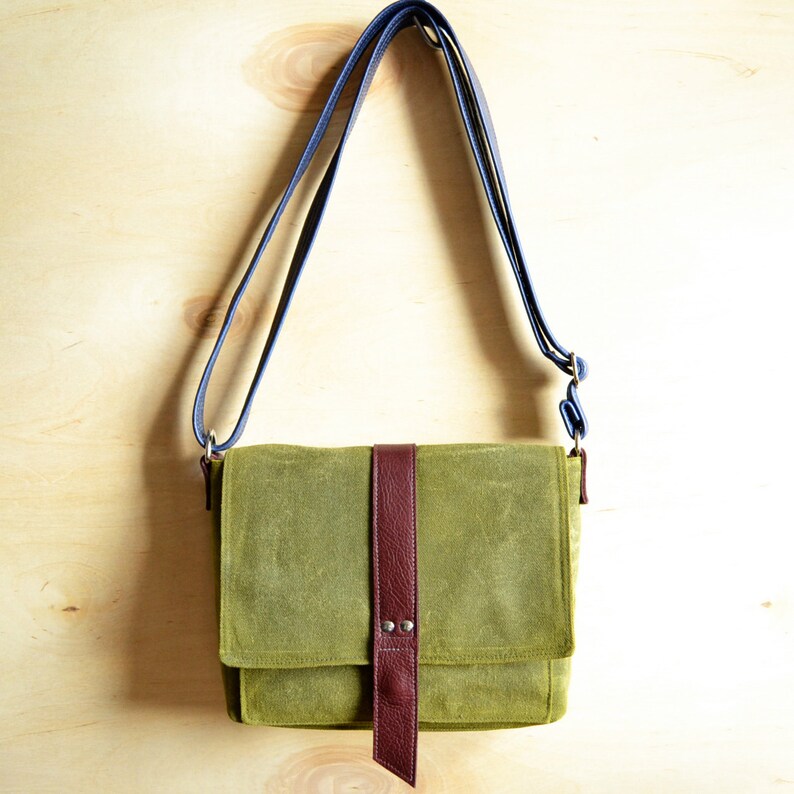 Crossbody Everyday Purse Waxed Canvas Leather Bag Womens Etsy