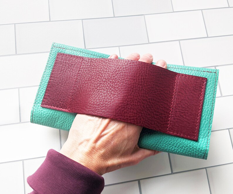 Leather Clutch Wallet With Phone Pocket Passport Holder Etsy