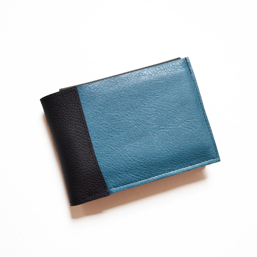 Mens Leather Wallet With ID Window Minimalist Credit Card Etsy