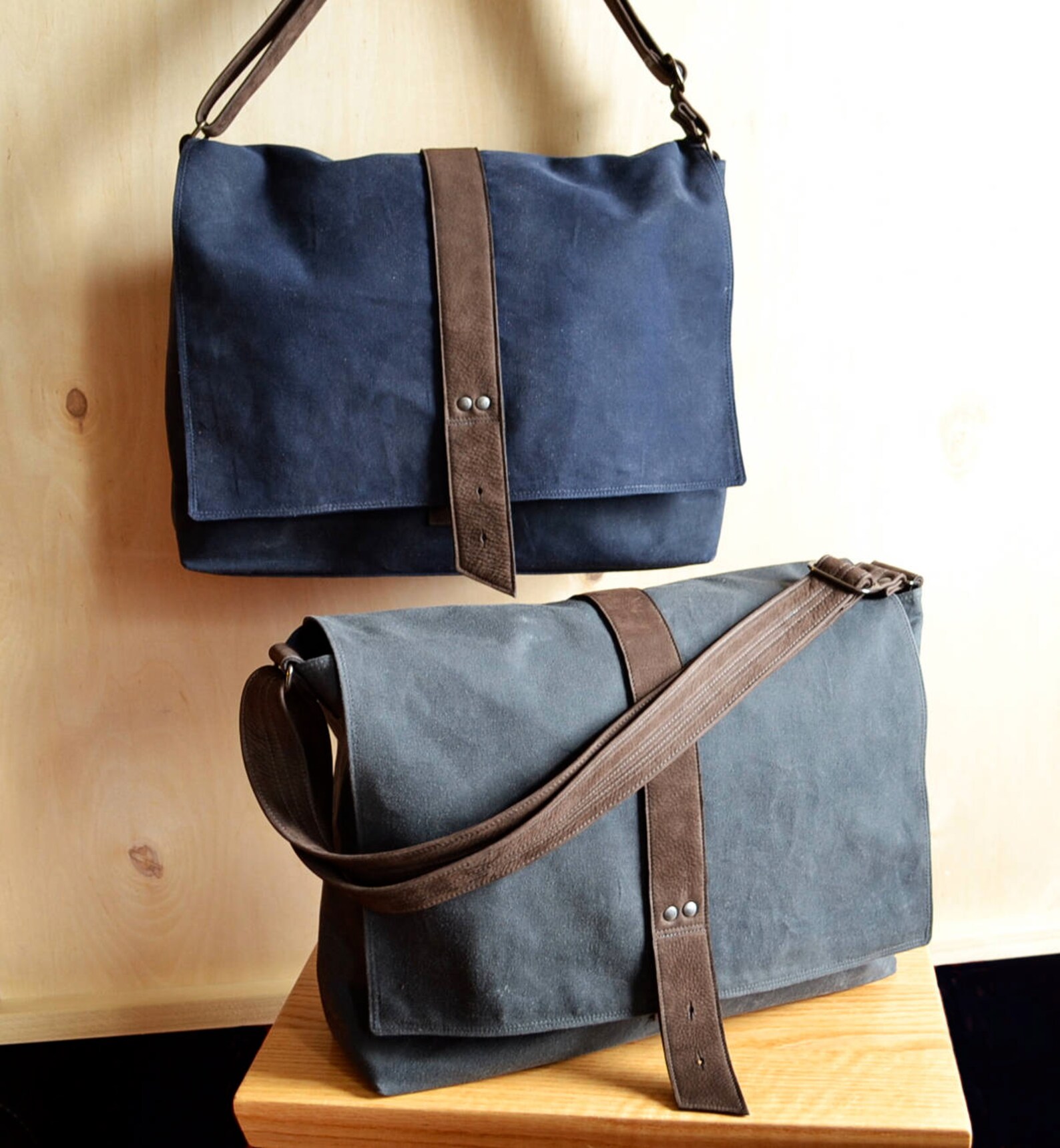 Messenger Bag for Men Waxed Canvas Bag Minimalist Laptop Etsy