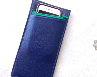Leather Purse Wallet for Women, Minimalist Wallet Clutch, Travel Passport Organizer Wallet, Wife Gift - The Stella Wallet in Royal Blue