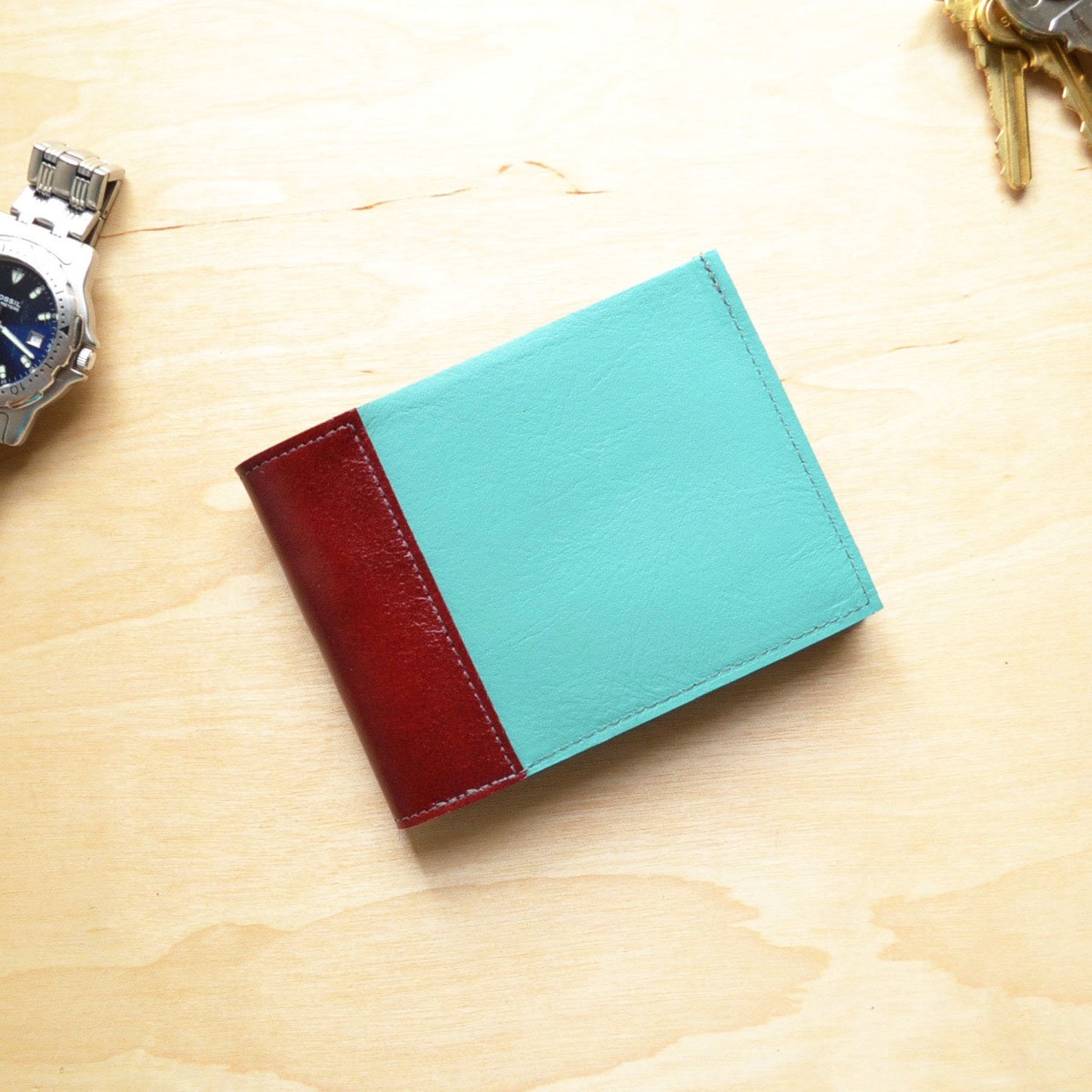 Mens Leather Wallet Cool Minimalist Bifold Classic Billfold Etsy