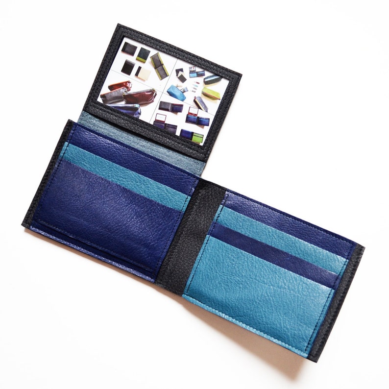 Mens Leather Wallet With ID Window Minimalist Credit Card Etsy