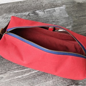 Waxed Canvas Dopp Kit, Shave Bag, Toiletry Travel Bag The Otto Toiletry Bag in Chili Red image 5