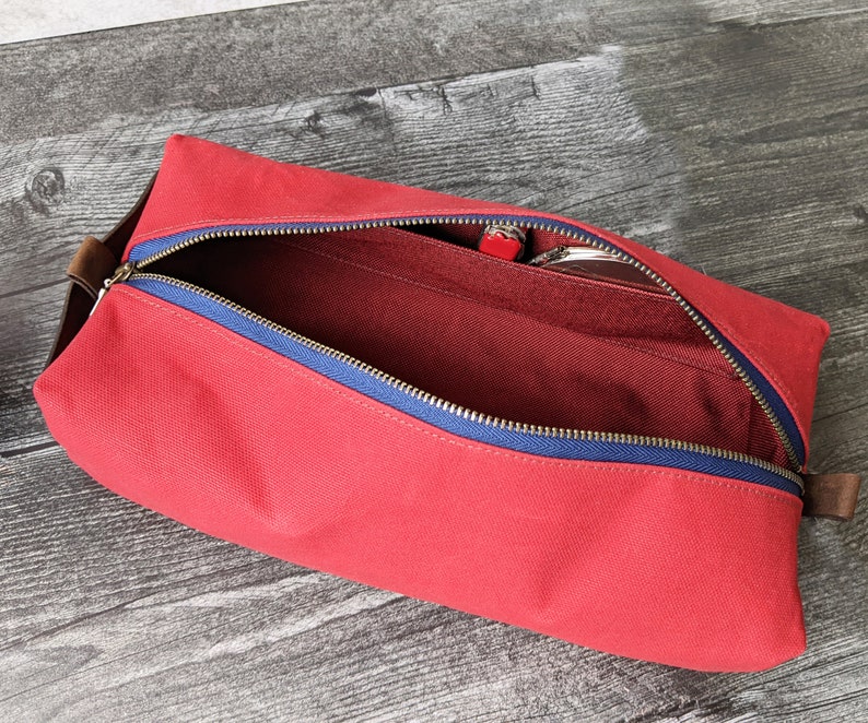 Waxed Canvas Dopp Kit, Shave Bag, Toiletry Travel Bag The Otto Toiletry Bag in Chili Red image 5