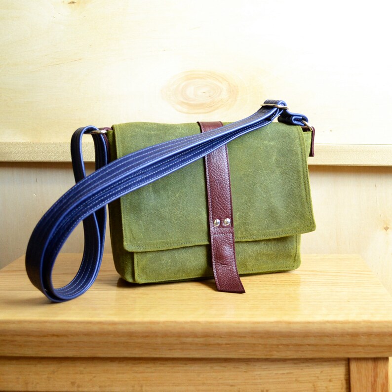 Crossbody Everyday Purse Waxed Canvas Leather Bag Womens Etsy
